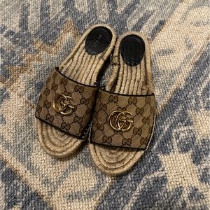 Gucci GG Matelassé Canvas Espadrille Sandal